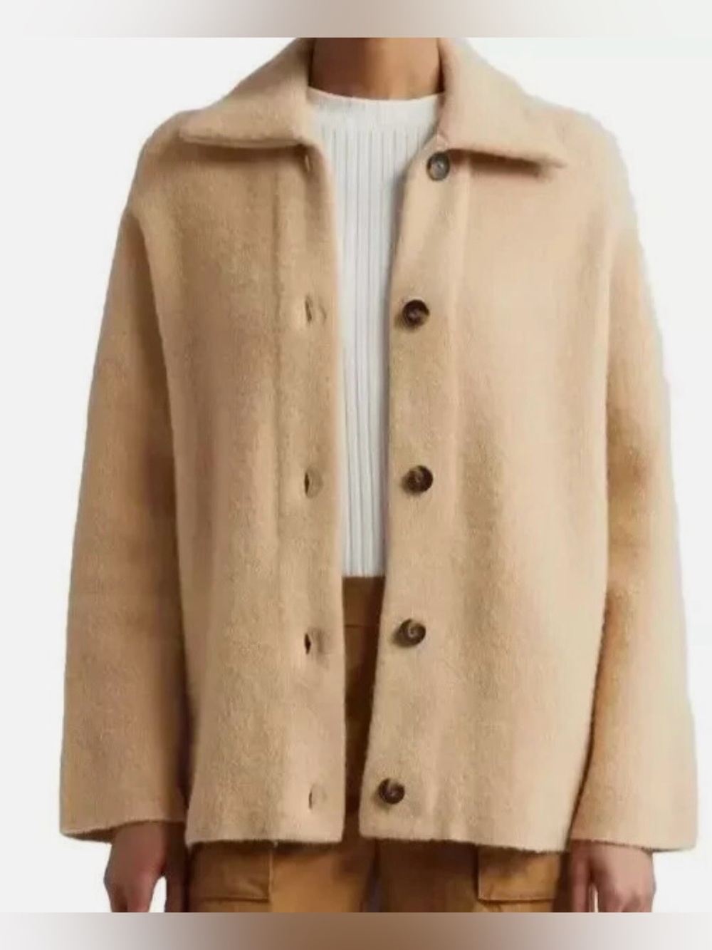 Vince Wool Blend Jacket Cardigan Coat in Light Brittle Camel Size Small